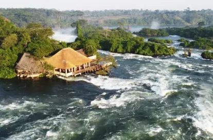 Luxury island lodge overlooking the Nile River at Lemala Wildwaters Lodge in Uganda